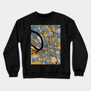 Dusseldorf Map Pattern in Blue & Gold Crewneck Sweatshirt